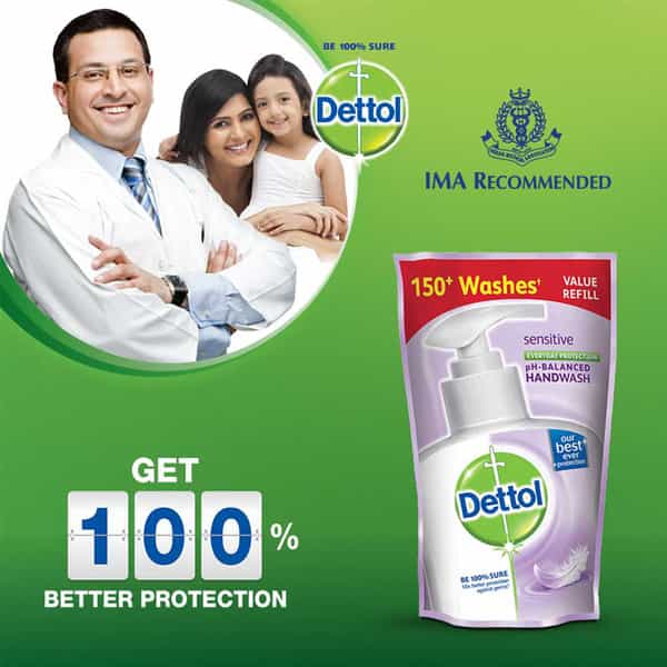 Dettol Ph-Balanced Liquid Handwash Refill Pouch Sensitive - 175 Ml