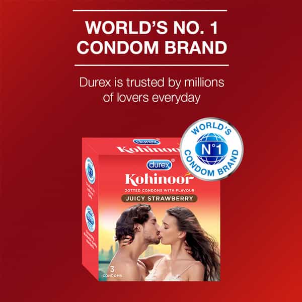 Durex Kohinoor Juicy Strawberry Condom  Packet Of 3