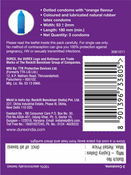 Durex Kohinoor Condoms Kala Khatta- 3 Pieces