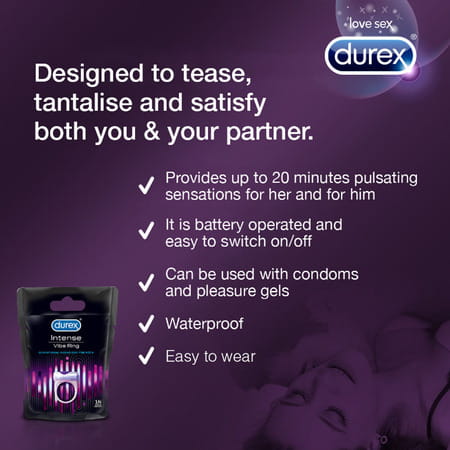 Durex Intense Vibe Ring | Men & Women | Sensational Vibration For Both | Packet | 1 No'S