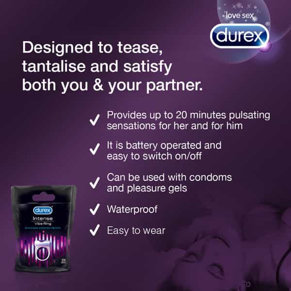 Durex Intense Vibe Ring | Men & Women | Sensational Vibration For Both | Packet | 1 No's