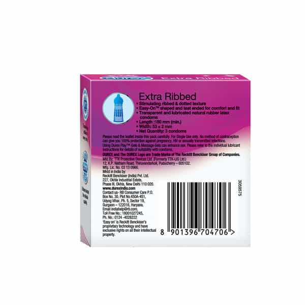 Durex Condoms Extra Ribbed- 3 Pieces