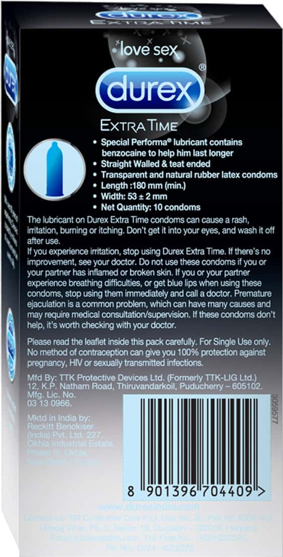 Buy DUREX EXTRA TIME PACKET OF 10 CONDOMS Online & Get Upto 60 OFF at