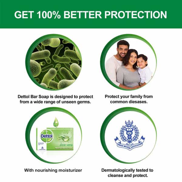 Dettol Bathing Bar Soap Aloe - 100Gm