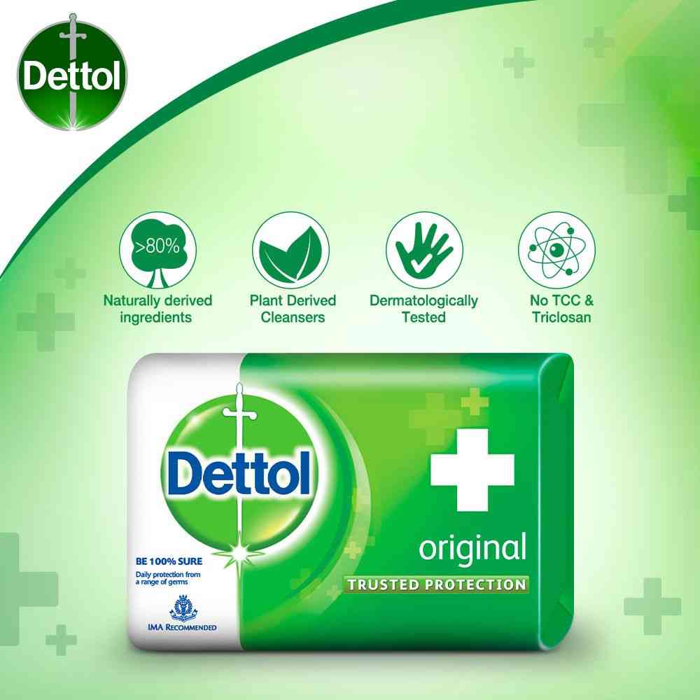 Buy Dettol Bathing Bar Soap, Original 75g (Pack Of 4) Online get Upto