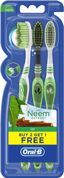 Oral-B 1.2.3 Toothbrush With Neem Extract Soft (Buy 2 Get 1 Free)