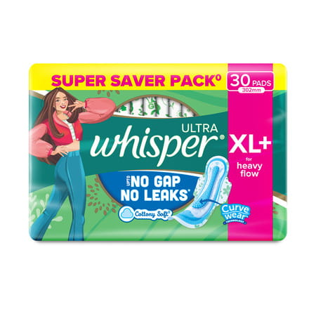 Whisper Ultra Sanitary Pads For Women | X-Large Plus | Pack Of 30