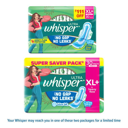 Whisper Ultra Sanitary Pads For Women | X-Large Plus | Pack Of 30