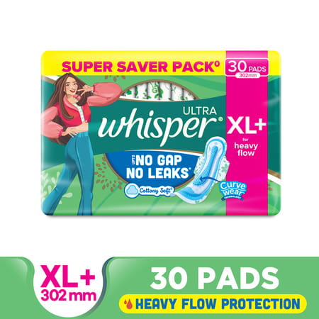 Whisper Ultra Sanitary Pads For Women | X-Large Plus | Pack Of 30