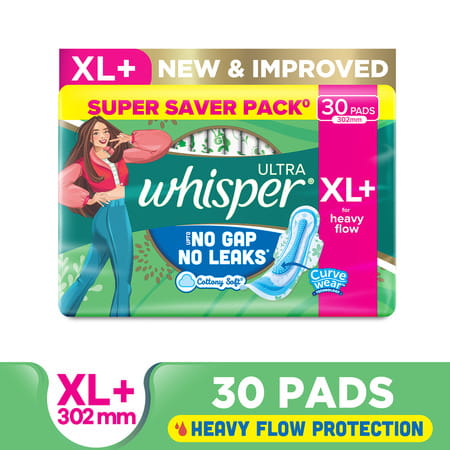 Whisper Ultra Sanitary Pads For Women | X-Large Plus | Pack Of 30