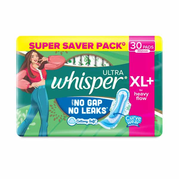 Whisper Ultra Sanitary Pads For Women | X-Large Plus | Pack Of 30
