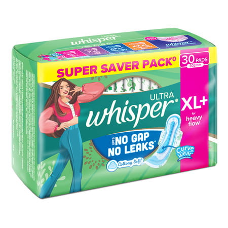 Whisper Ultra Sanitary Pads For Women | X-Large Plus | Pack Of 30