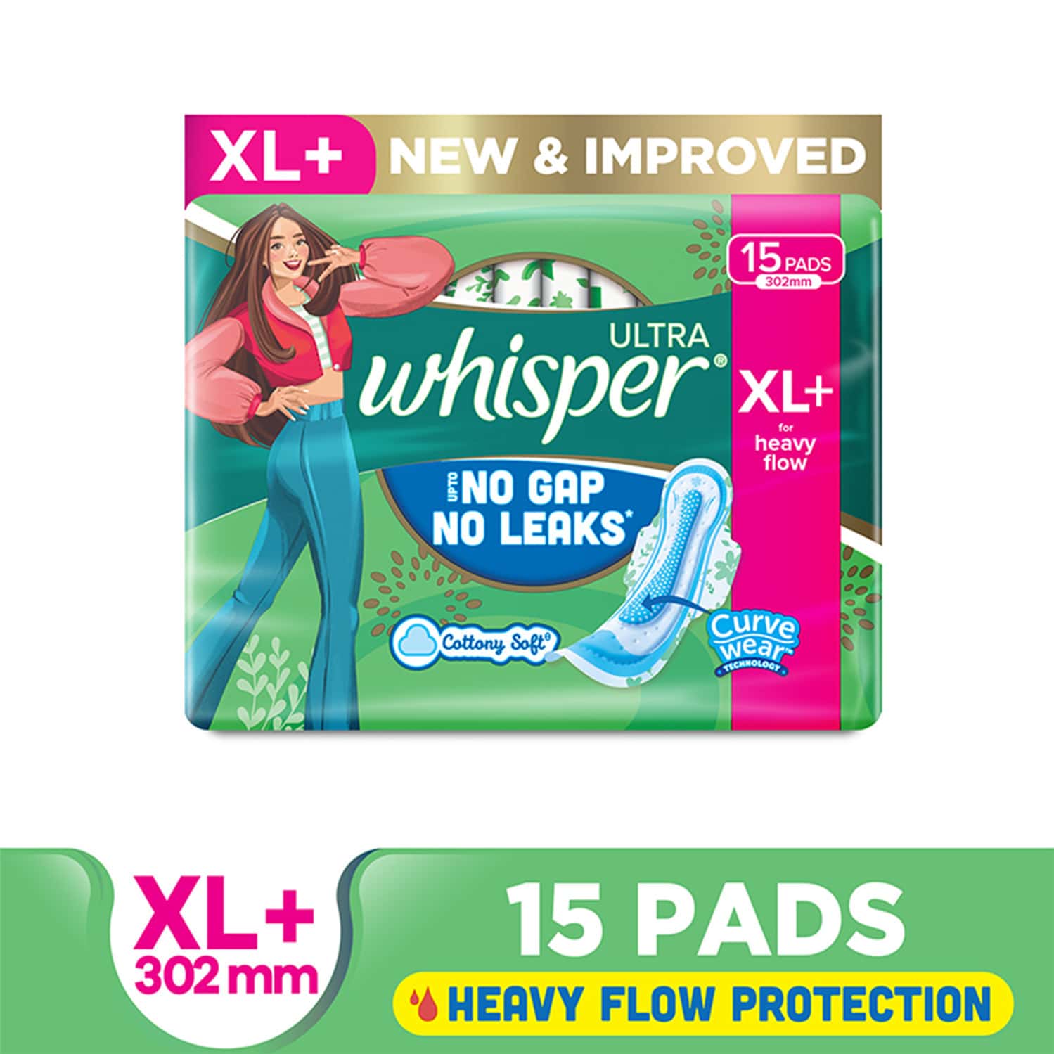 Whisper Ultra Hygiene + Comfort Xl Plus (317mm) 15 Sanitary Pads