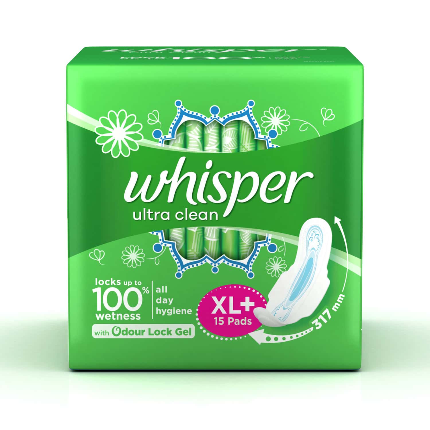 Buy Whisper Ultra Clean Sanitary Pads With Wings 15 Pieces (Xl Plus