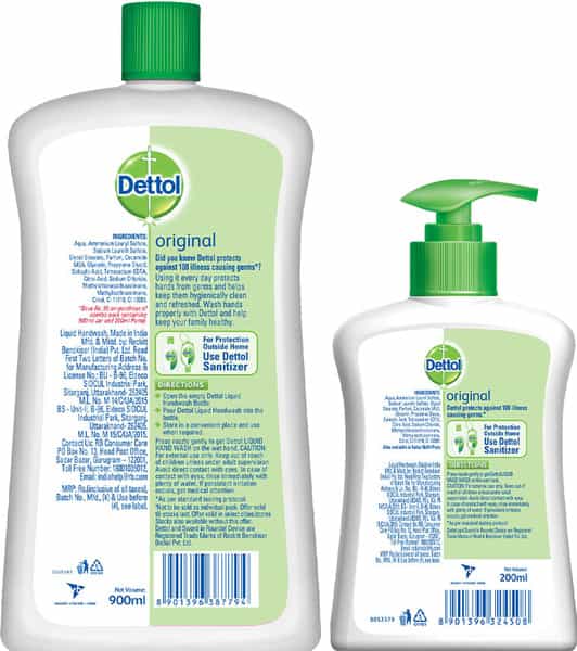 Dettol Ph-Balanced Original Handwash Jar Of 900 Ml (With 200 Ml Pump)