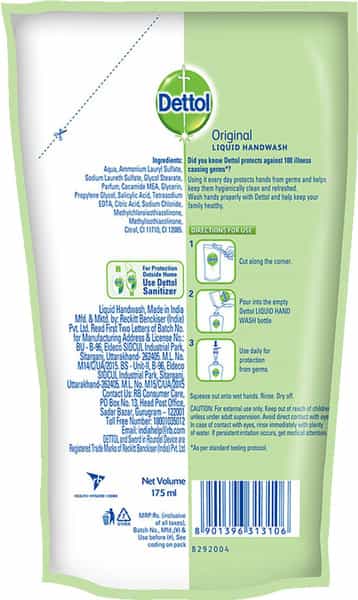 Dettol Germ Protection Original Handwash Refill Of 175 Ml (Pack Of 3)