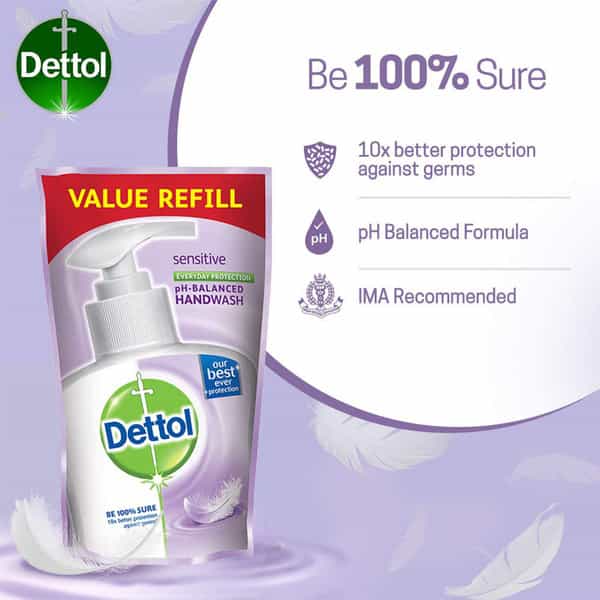 Dettol Sensitive Germ Protection (Pack Of 3) Handwash Refill Of 175 Ml