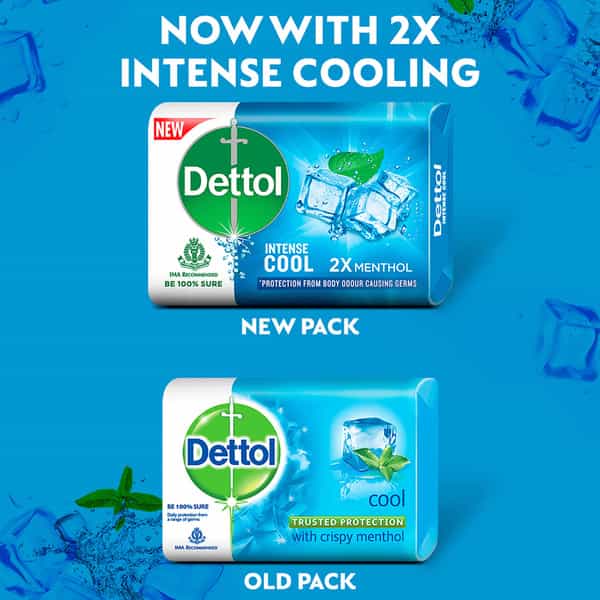 Dettol Intense Cool Bathing Soap Bar With Menthol (Pack Of 4 - 125G Each)