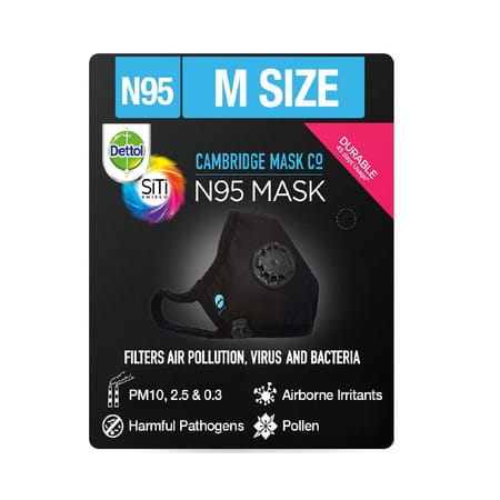 Dettol N95 Mask Anti Virus Reusable & Washable (Black Medium)