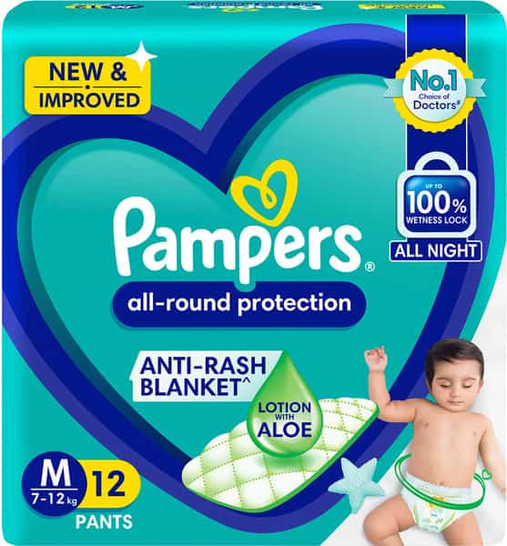 Pampers New Diapers Pants Medium 12 Count