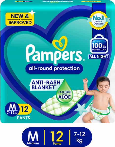 Pampers New Diapers Pants Medium 12 Count