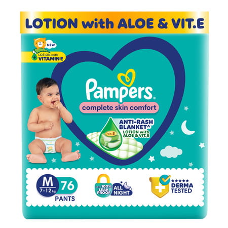 Pampers All Round Protection Pants Medium (76 Count) Lotion With Aloe Vera
