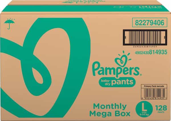 Pampers New Large Size Diapers Pants Monthly Box Pack 128 Count