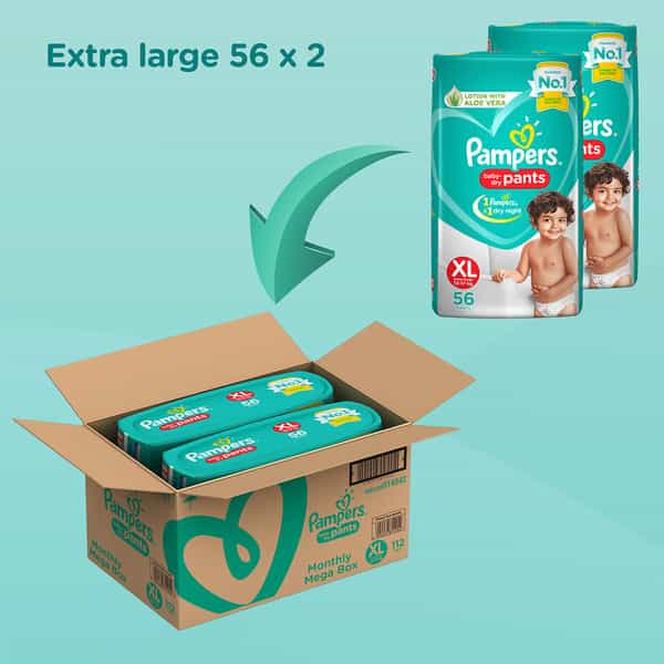 Pampers New X-Large Size Diapers Pants 112 Count