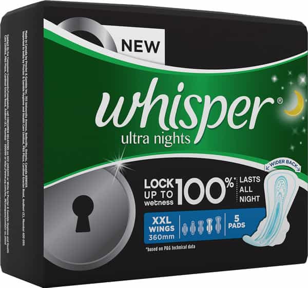 Whisper Ultra Nights Size Wing Xxl Sanitary Pads Packet Of 5