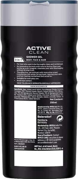 Nivea Men Active Clean Bodywash & Shower Gel 250 Ml