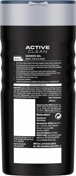 Nivea Men Active Clean Bodywash & Shower Gel 250 Ml
