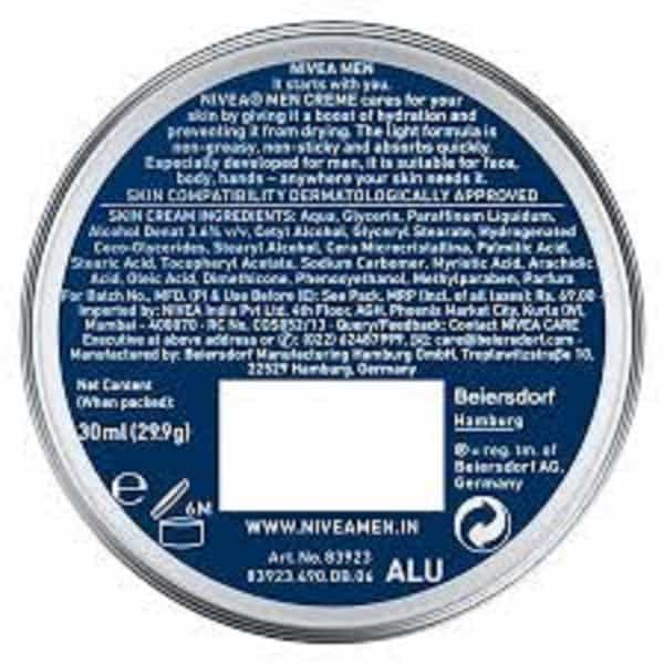 Nivea Men Moisturiser Creme 30 Ml