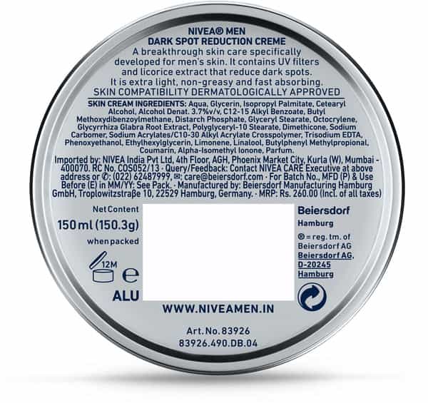 Nivea Men Dark Spot Reduction Cream 150Ml