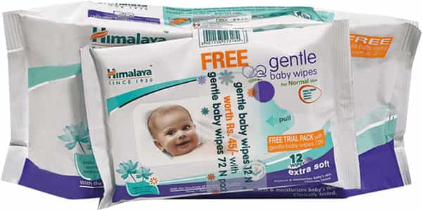 Himalaya Gentle Baby Wipes 72'S With 12'S (Free)
