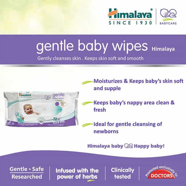 Himalaya Gentle Baby Wipes 72'S With 12'S (Free)