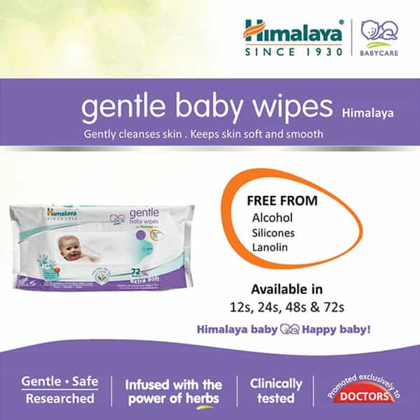 Himalaya Gentle Baby Wipes 72'S With 12'S (Free)