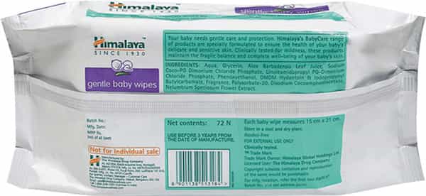 Himalaya Gentle Baby Wipes 72'S With 12'S (Free)