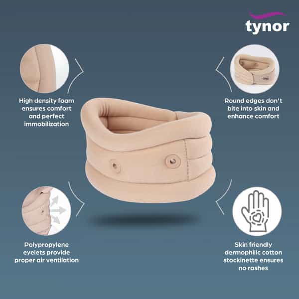 Tynor Cervical Collar Soft With Support Beige Medium 1 Unit