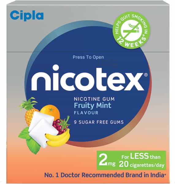 Nicotex 2Mg Fruity Mint Nicotine Gums Sugar Free Strip Of 9 'S