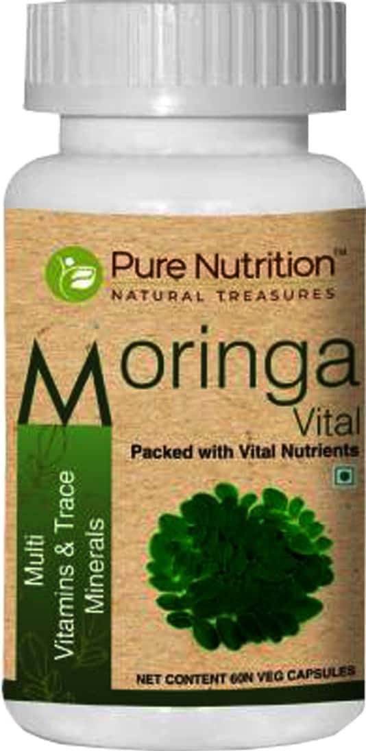 Pure Nutrition Moringa Vital Multivitamin Capsule Superfood With Iron & Nutrients-60 Veg Capsule