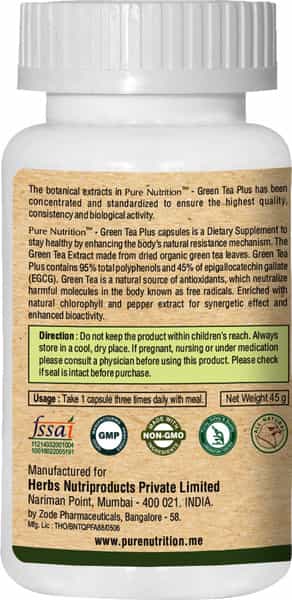 Pure Nutrition Green Tea Plus (Ultimate Cell Protector) - 90 Caps