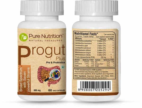 Pure Nutrition Progut Plus Probiotic Capsules Bottle Of 60