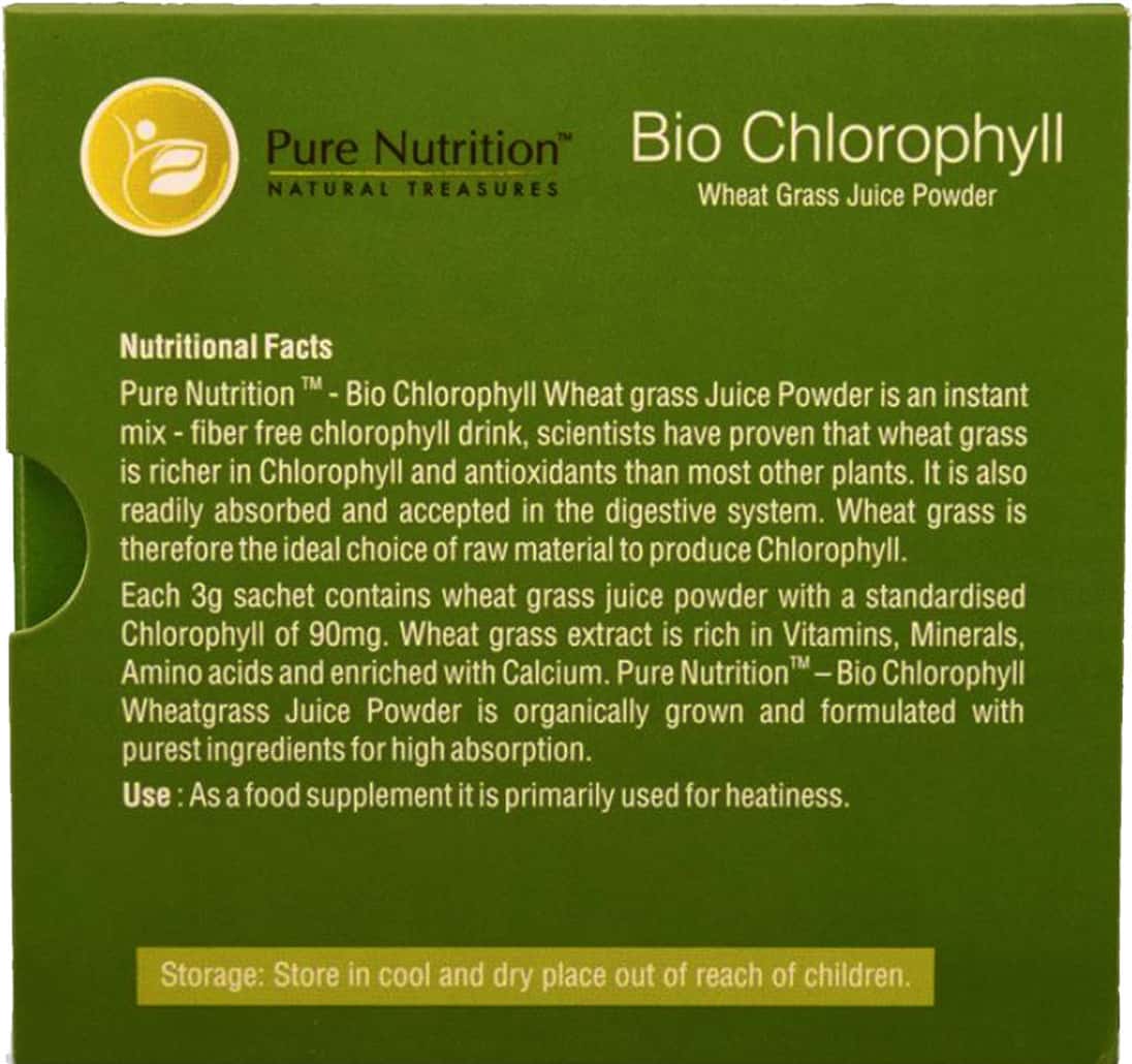 Buy PURE NUTRITION BIO CHLOROPHYLL (WHEAT GRASS JUICE POWDER) 15