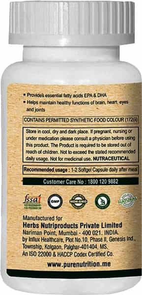 Pure Nutrition Omega 3 Triple Strength Marine Fish Oil Capsules Bottle Of 60
