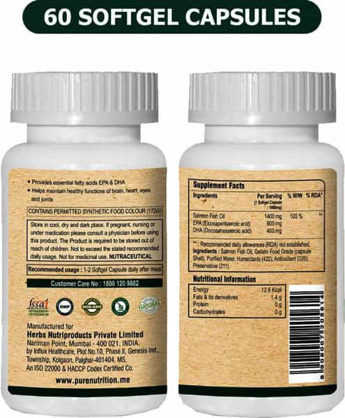 Pure Nutrition Omega 3 Triple Strength Marine Fish Oil Capsules Bottle Of 60