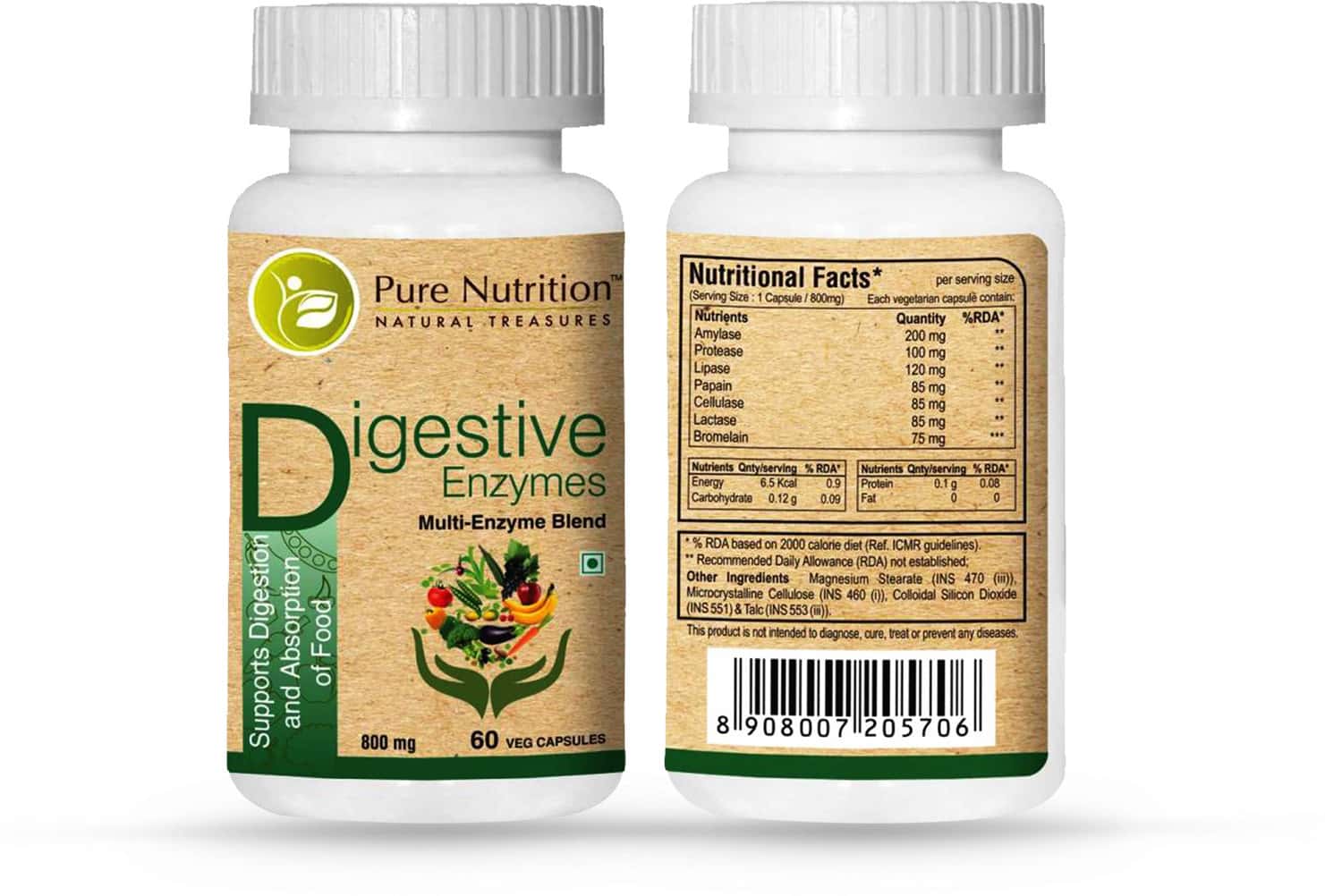 Buy PURE NUTRITION DIGESTIVE ENZYMES (MULTIENZYME BLEND) 60 CAPS