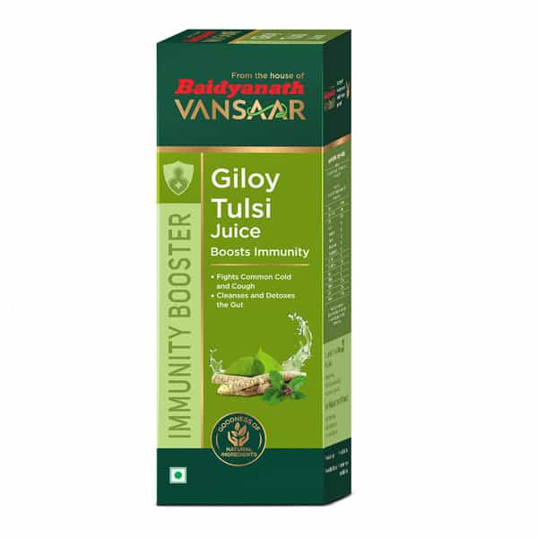 Vansaar Giloy Tulsi Juice - Immunity & Omniprotection|No Added Sugar|Organically Harvested - 1L