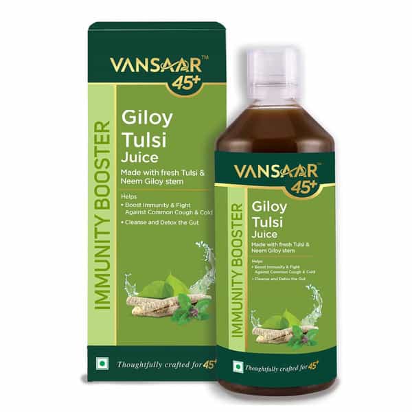 Vansaar Giloy Tulsi Juice - Immunity & Omniprotection|No Added Sugar|Organically Harvested - 1L