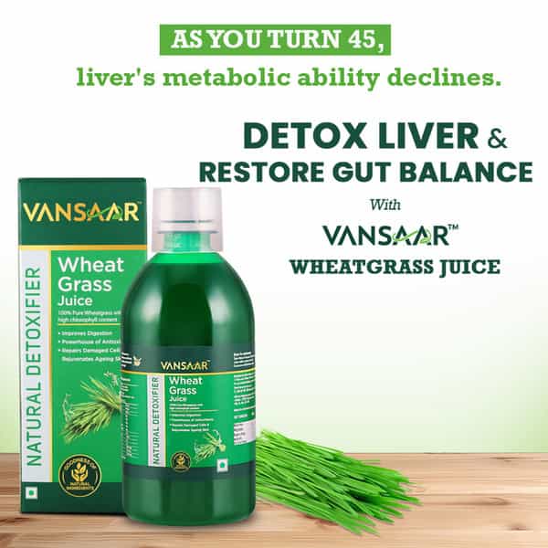 Vansaar Wheatgrass Juice - Natural Detoxifier For Healthy Liver |No Added Sugar 500Ml
