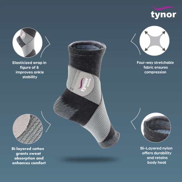 Tynor Ankle Binder Grey Large 1 Unit